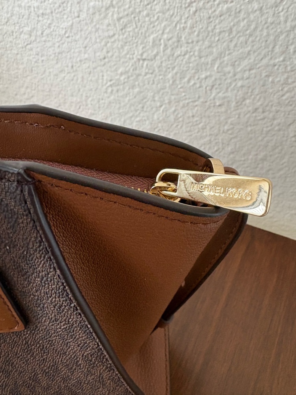 Michael Kors Avril Small Top Zip Signature Brown and Tan Satchel *No Strap - Picture 6 of 10